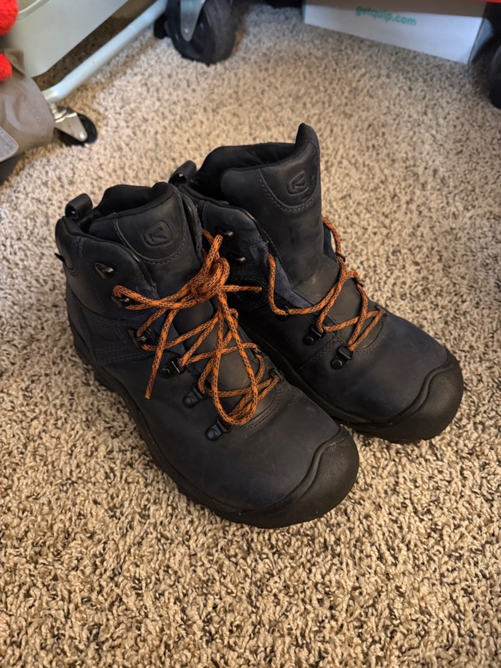KEEN Men’s Pyrenees Hiking Boots in Black Iris/Fossil Orange Waterproof 9.5